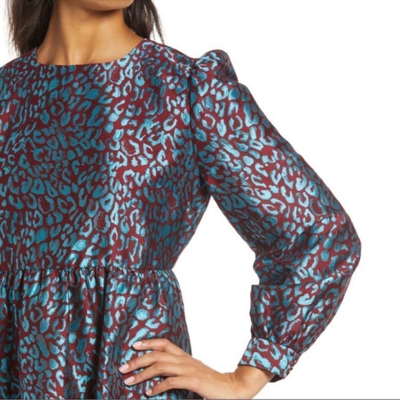 Halogen X Atlantic-Pacific Leopard Jacquard Long Sleeve Dress Size M - Picture 5 of 11